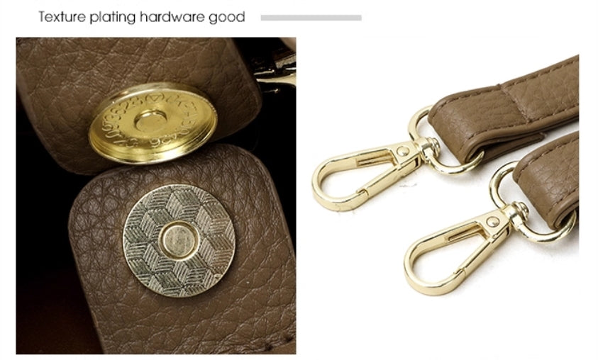 Leather women's bag - 2025 new style, fashionable and versatile, single shoulder crossbody bag with high-end and niche design, handbag in the shape of a water bucket.